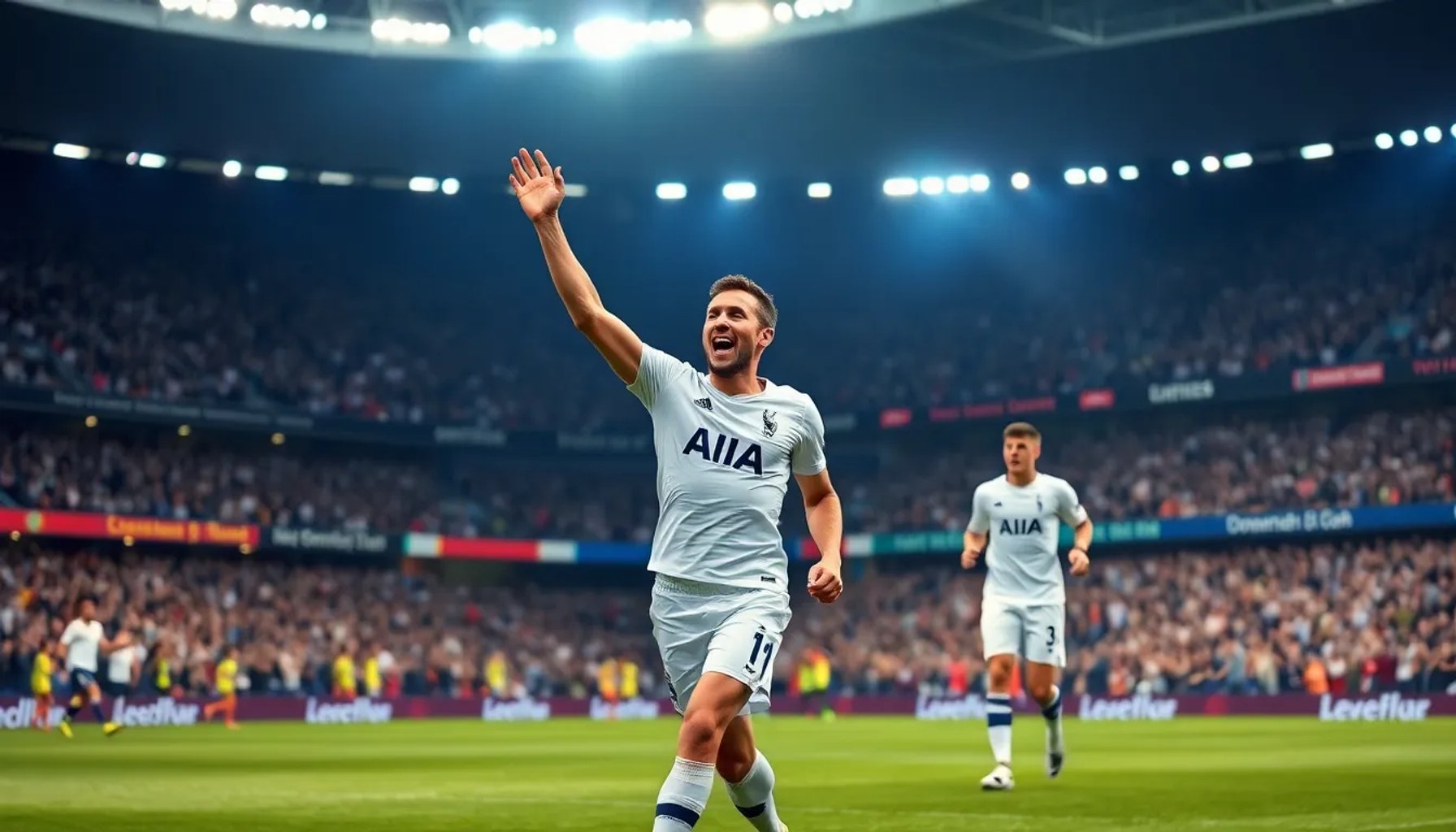 Harry Kane celebra su doblete mientras el marcador muestra 4-2 a favor de Inglaterra contra Croacia en el Mundial 2026