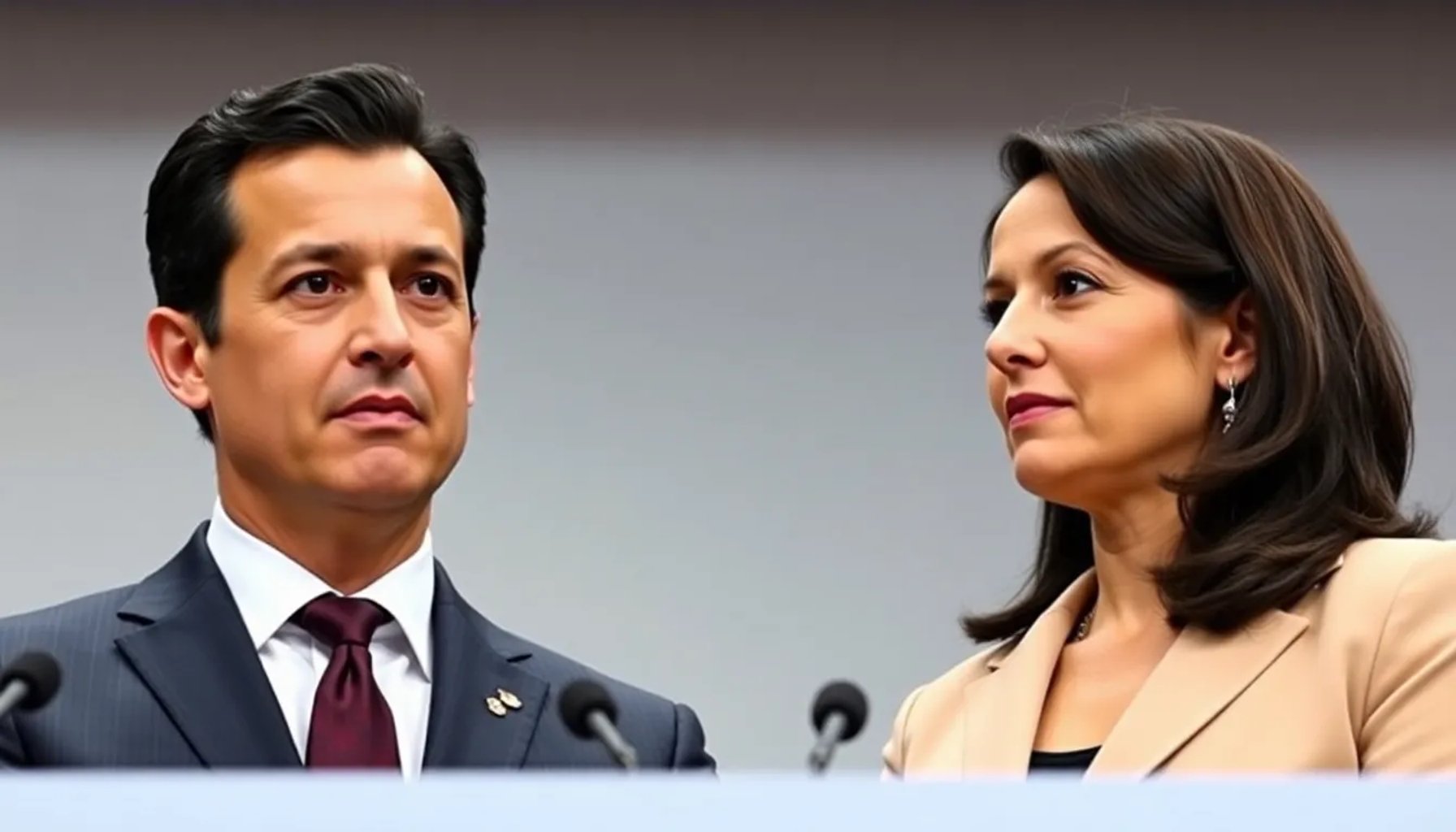 Pedro Sánchez y Carolina Illa conversando en una rueda de prensa oficial