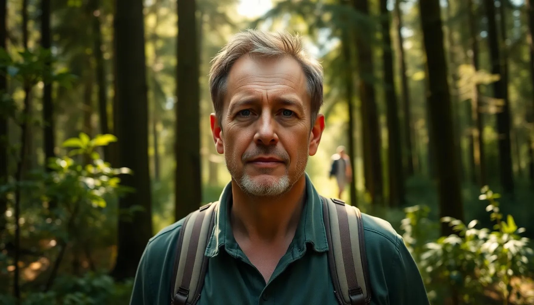 Íñigo Segurola caminando entre árboles en su bosque de 20 mil metros cuadrados