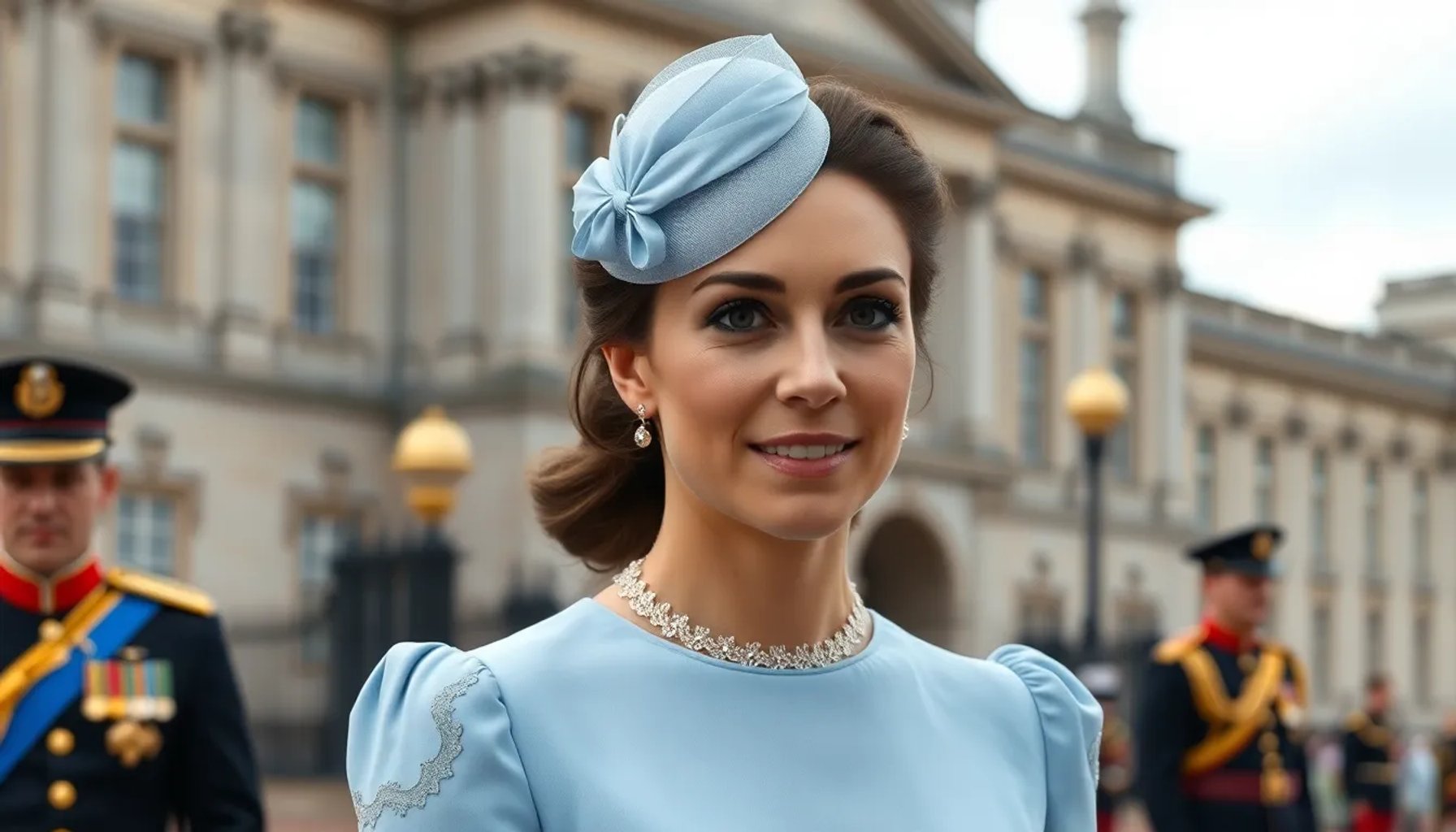 Kate Middleton lleva un vestido azul pastel de estilo vintage inspirado en el look de Lady Diana de 1987 durante el Trooping the Colour 2026