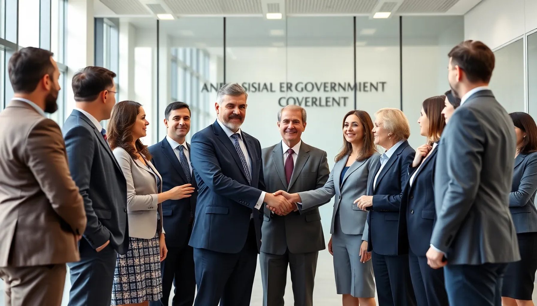 Imagen de un grupo diverso de personas recibiendo ofertas de trabajo en una oficina moderna de Andalucía