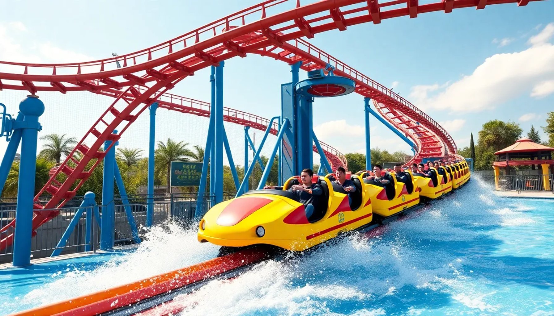 Montaña rusa acuática de 180 metros en el parque de atracciones de Madrid, con agua y vagones coloridos