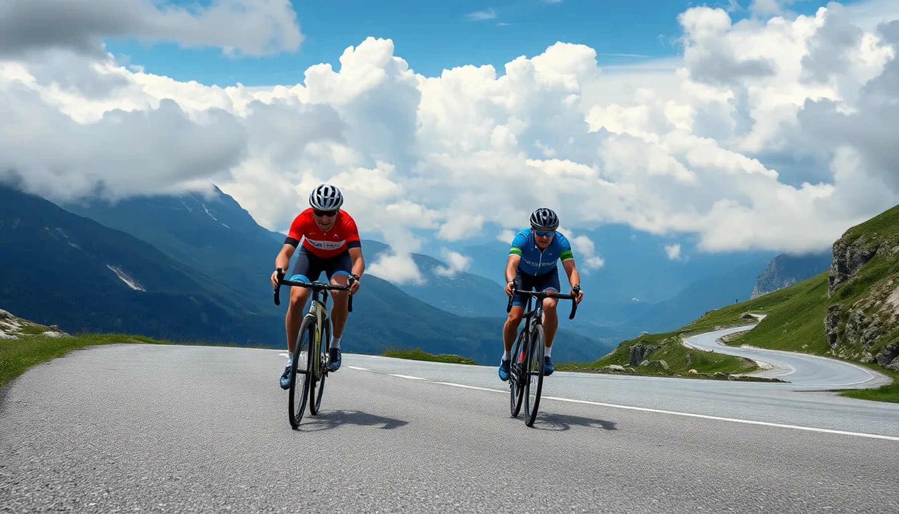 Florian Lipowitz y Luca Pellizzari cruzan la meta en la subida de Vršic durante el Tour de Eslovenia 2026