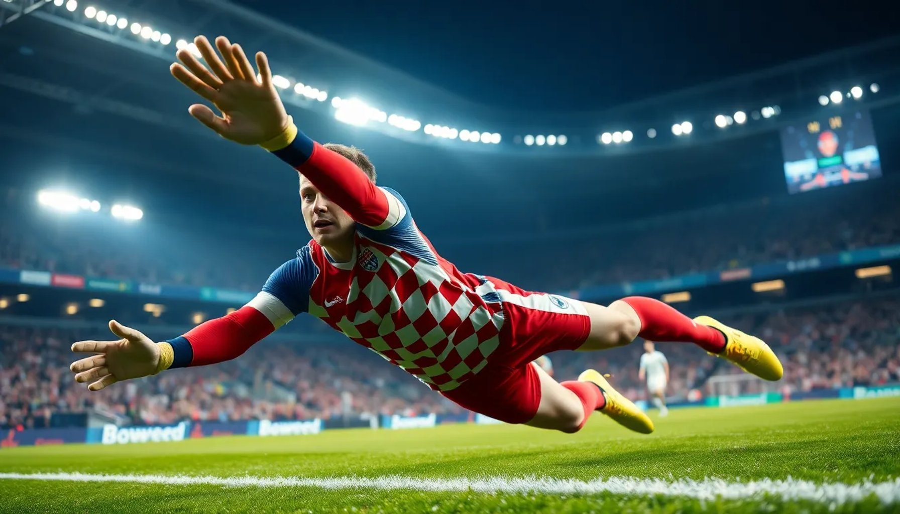 Dominik Livakovic atajando un disparo durante el partido Croacia vs. Inglaterra 2026
