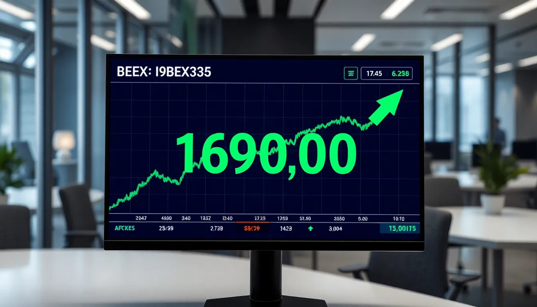 Gráfico en tiempo real que muestra el Ibex 35 por encima de los 19.000 puntos