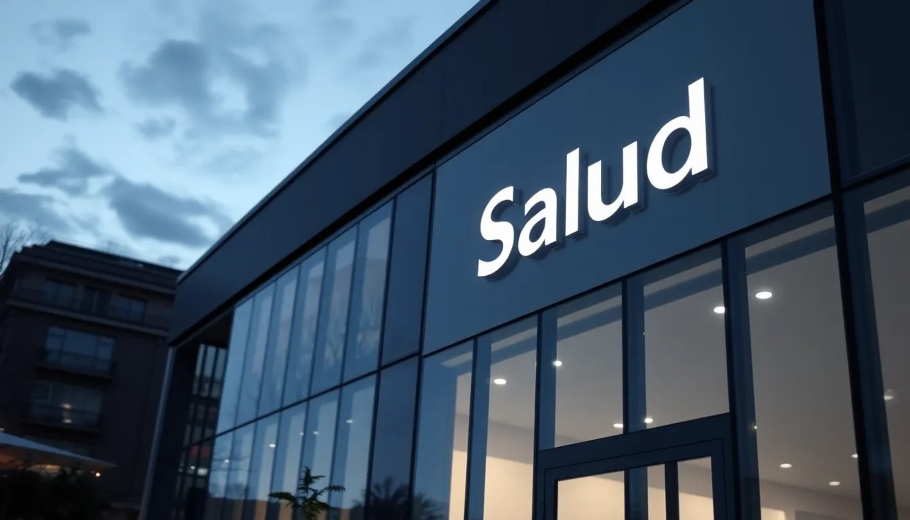 Imagen que muestra la fachada del edificio de Quirón Salud en Madrid bajo una luz tenue, simbolizando la controversia política