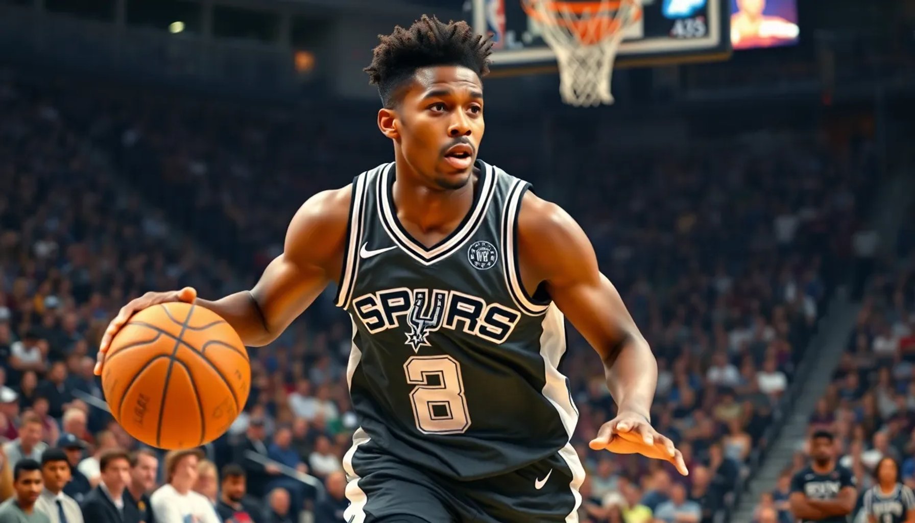 De’Aaron Fox vistiendo la camiseta de los San Antonio Spurs en una acción de juego