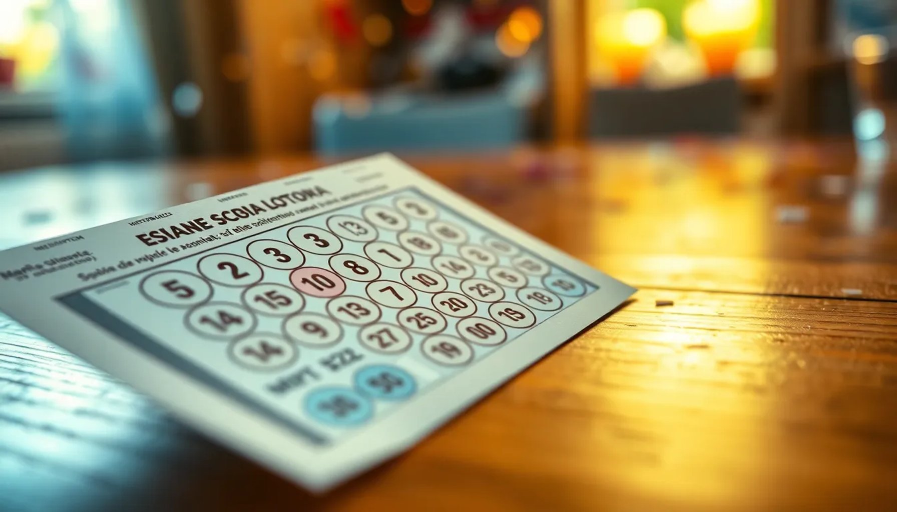 Ticket de Lotería Nacional con números resaltados y fondo festivo que sugiere celebración