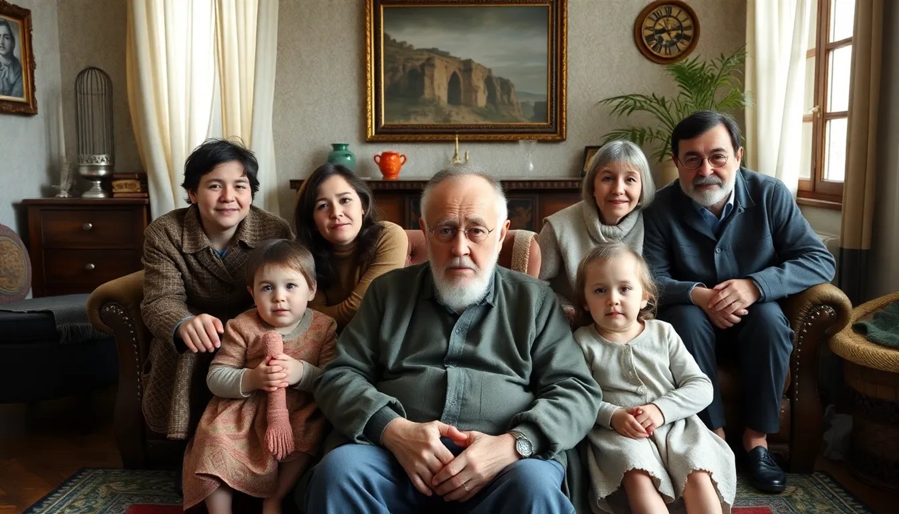 Manuel Fraga rodeado de sus hijos y nietos en un retrato íntimo familiar