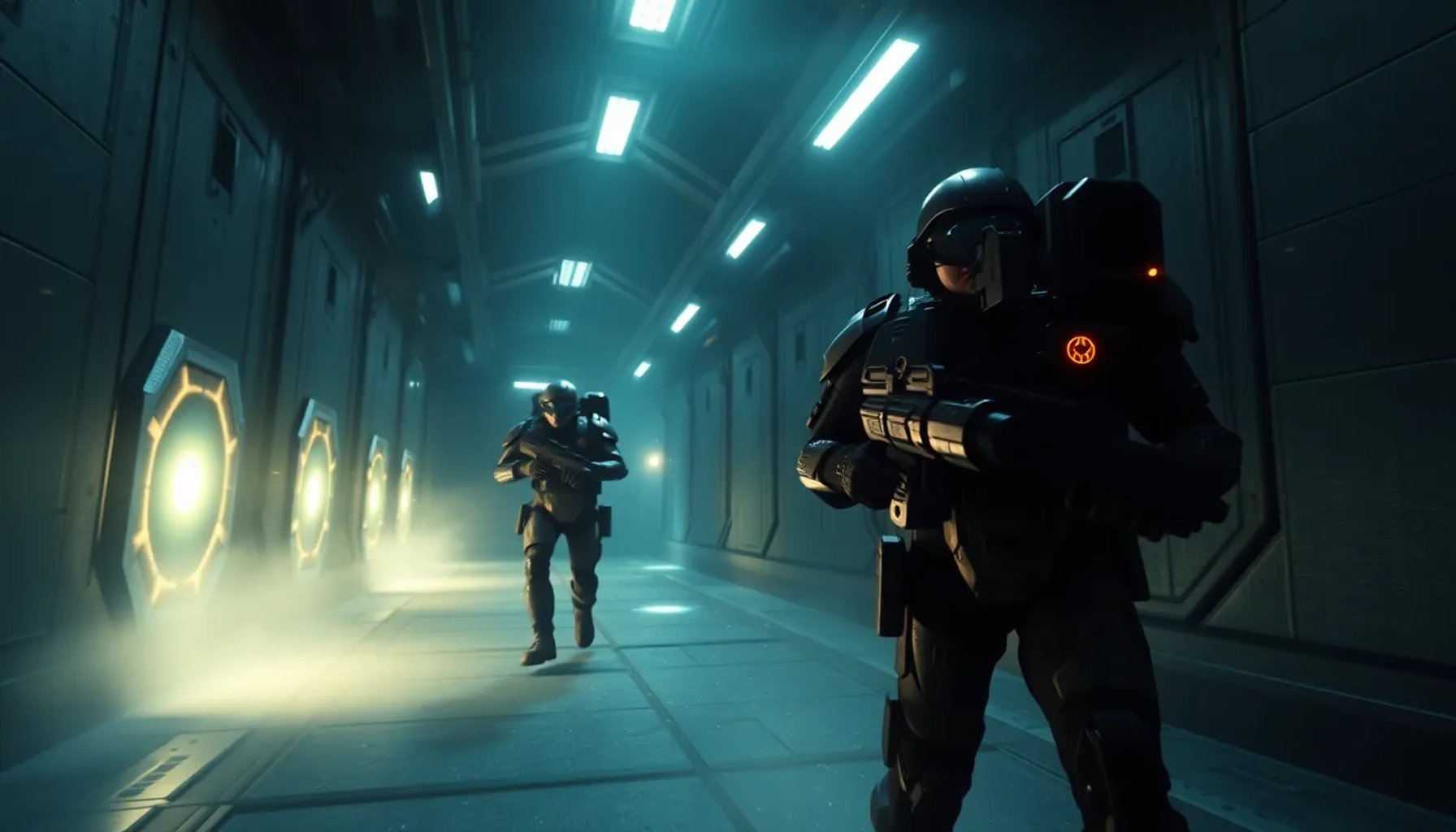 Imagen de una partida de Marathon en PC mostrando el estilo futurista de los corredores y el entorno de extracción
