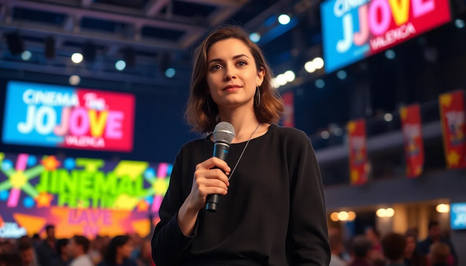 María Albiñana en el escenario del Festival Cinema Jove 2026, Valencia