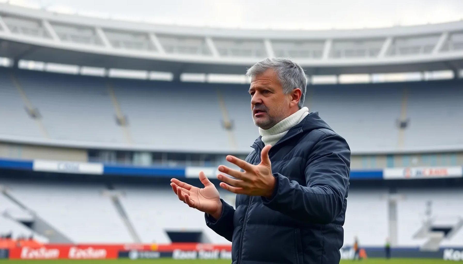 José Mourinho hablando en la conferencia de prensa del Real Madrid, con jugadores de fondo
