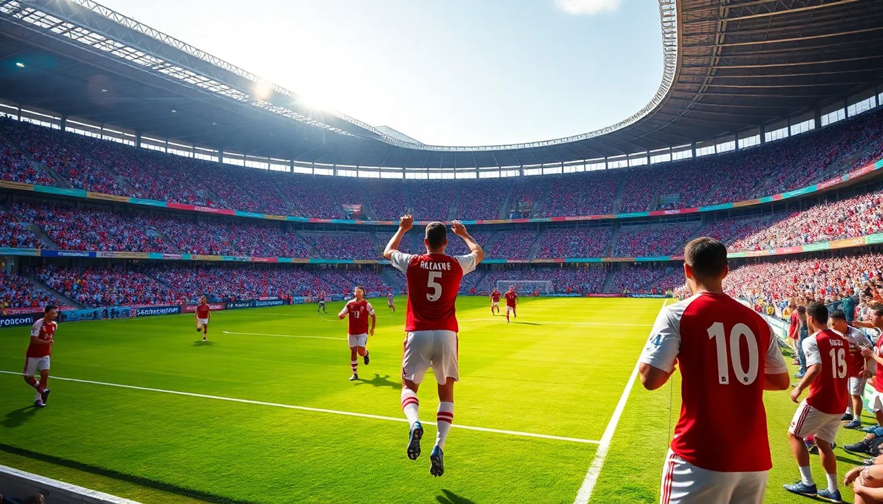 Jugadores de Paraguay celebran el cuarto gol contra Nicaragua en el Estadio Defensores del Chaco