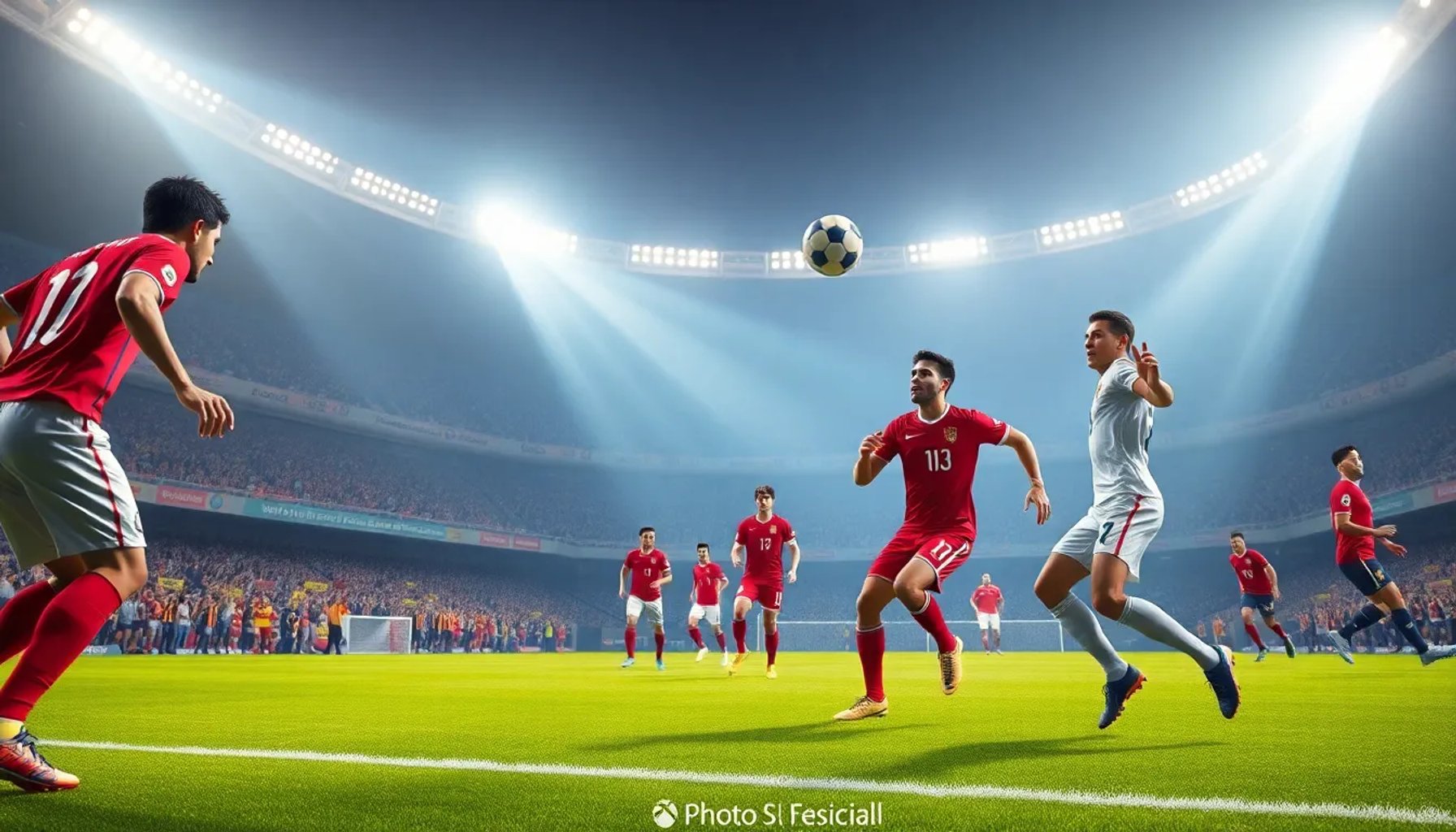 Jugadores de Perú y España disputando el balón en el amistoso internacional