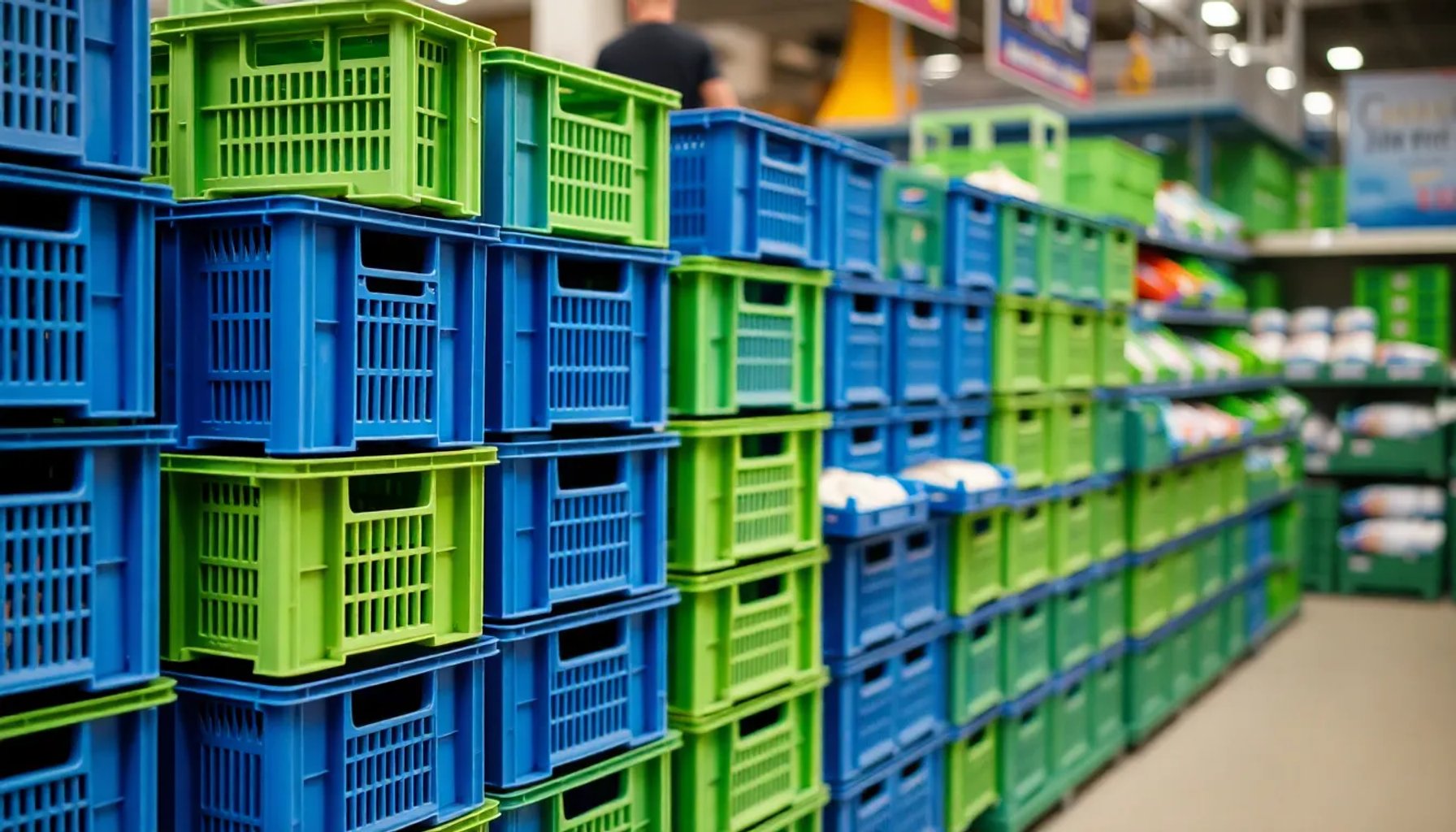 Cajas de pescado azules y verdes en lineal de Mercadona