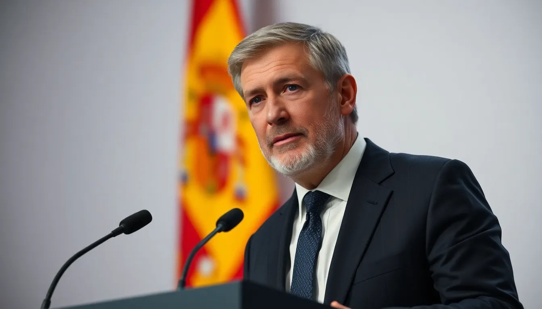 Presidente de RTVE en rueda de prensa ofreciendo disculpas con expresión sincera
