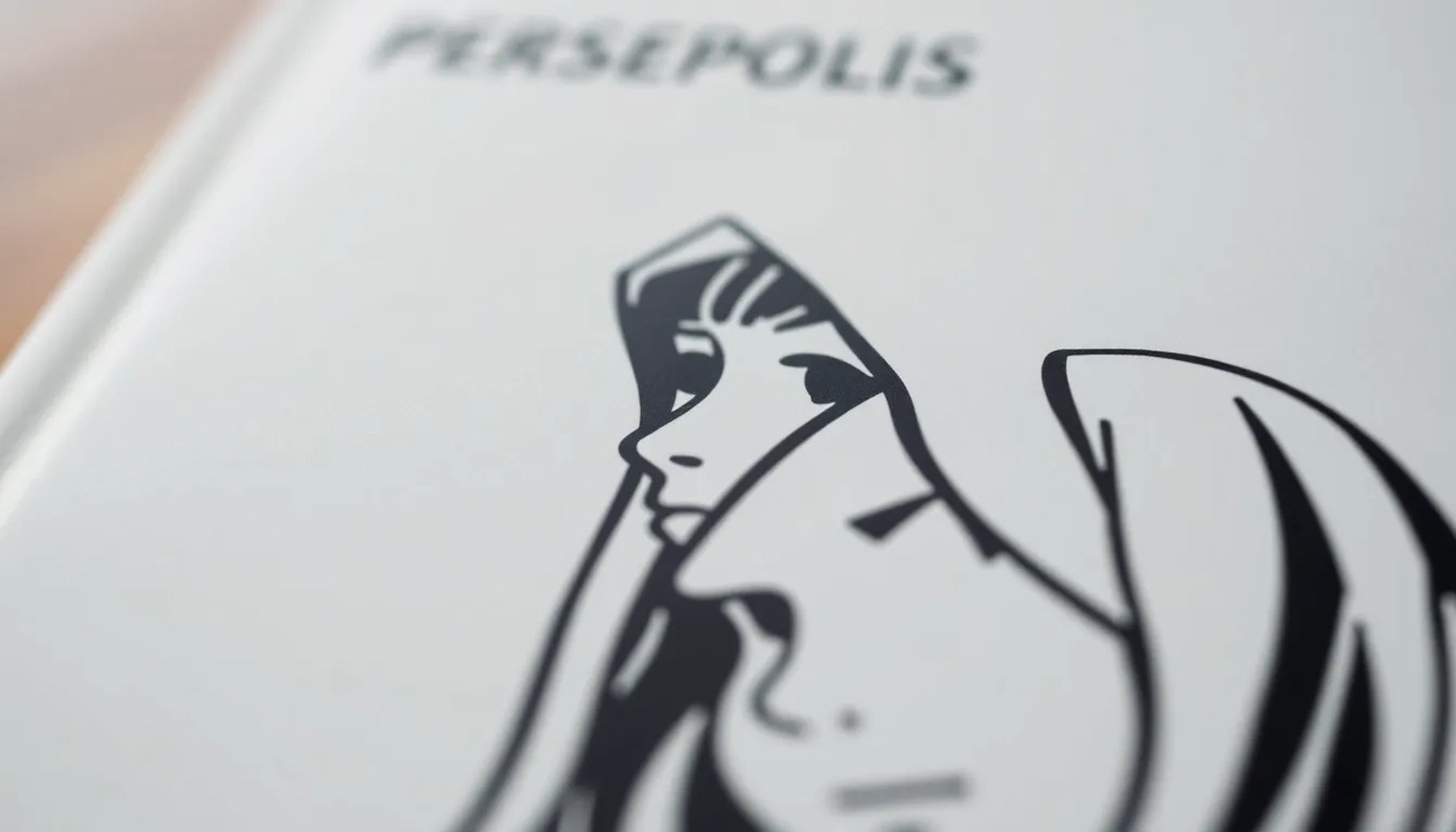 Portada de la novela gráfica Persépolis de Marjane Satrapi sobre fondo blanco