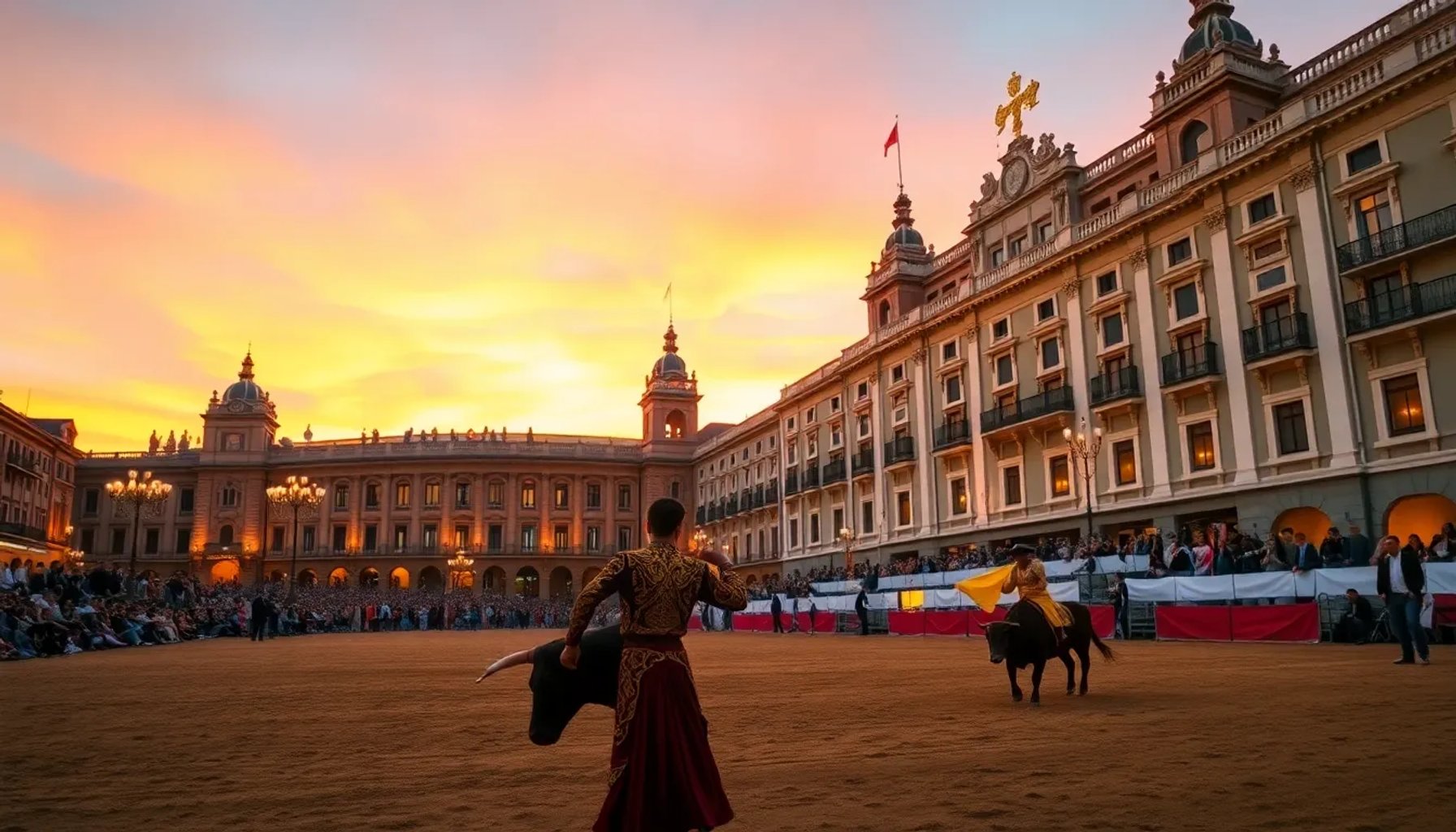 Imagen del ruedo de Las Ventas en Madrid durante la Feria de San Isidro con toreros y público