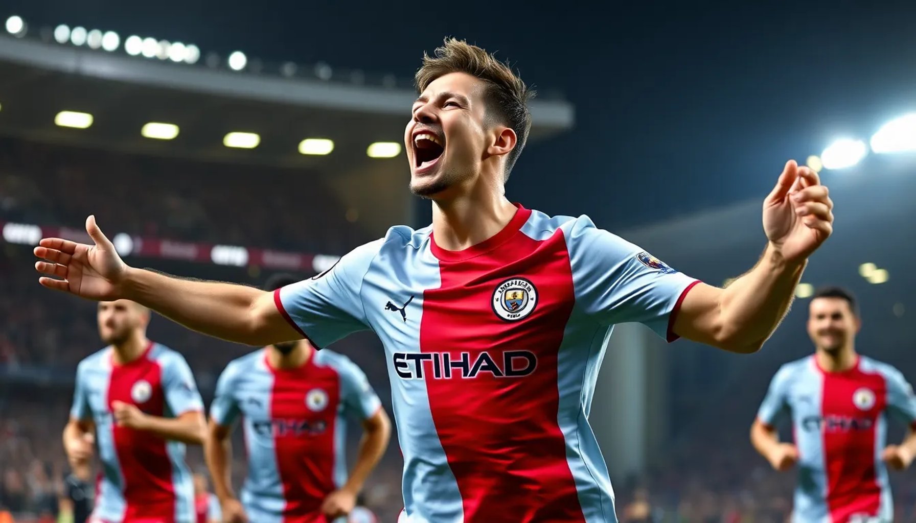 Rúben Dias celebrando una victoria con la camiseta del Manchester City