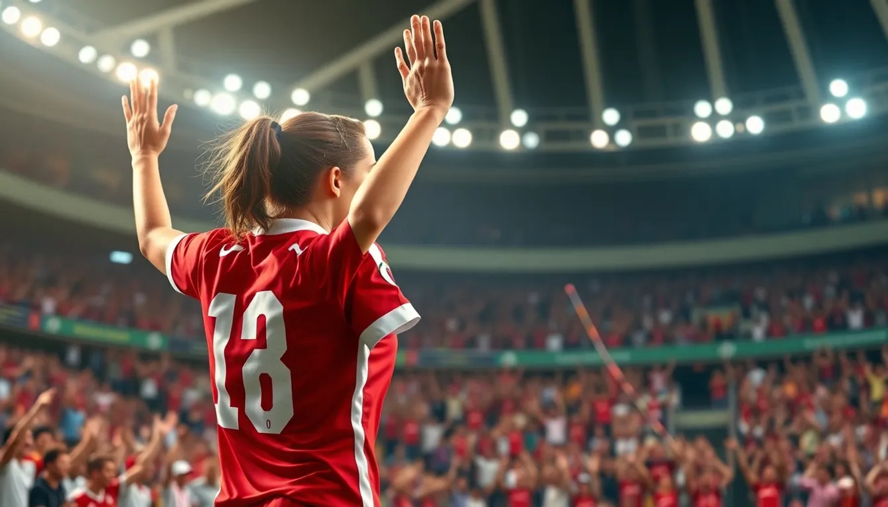 Jugadora Fernanda Tomé saludando a la afición en el estadio de San Martín