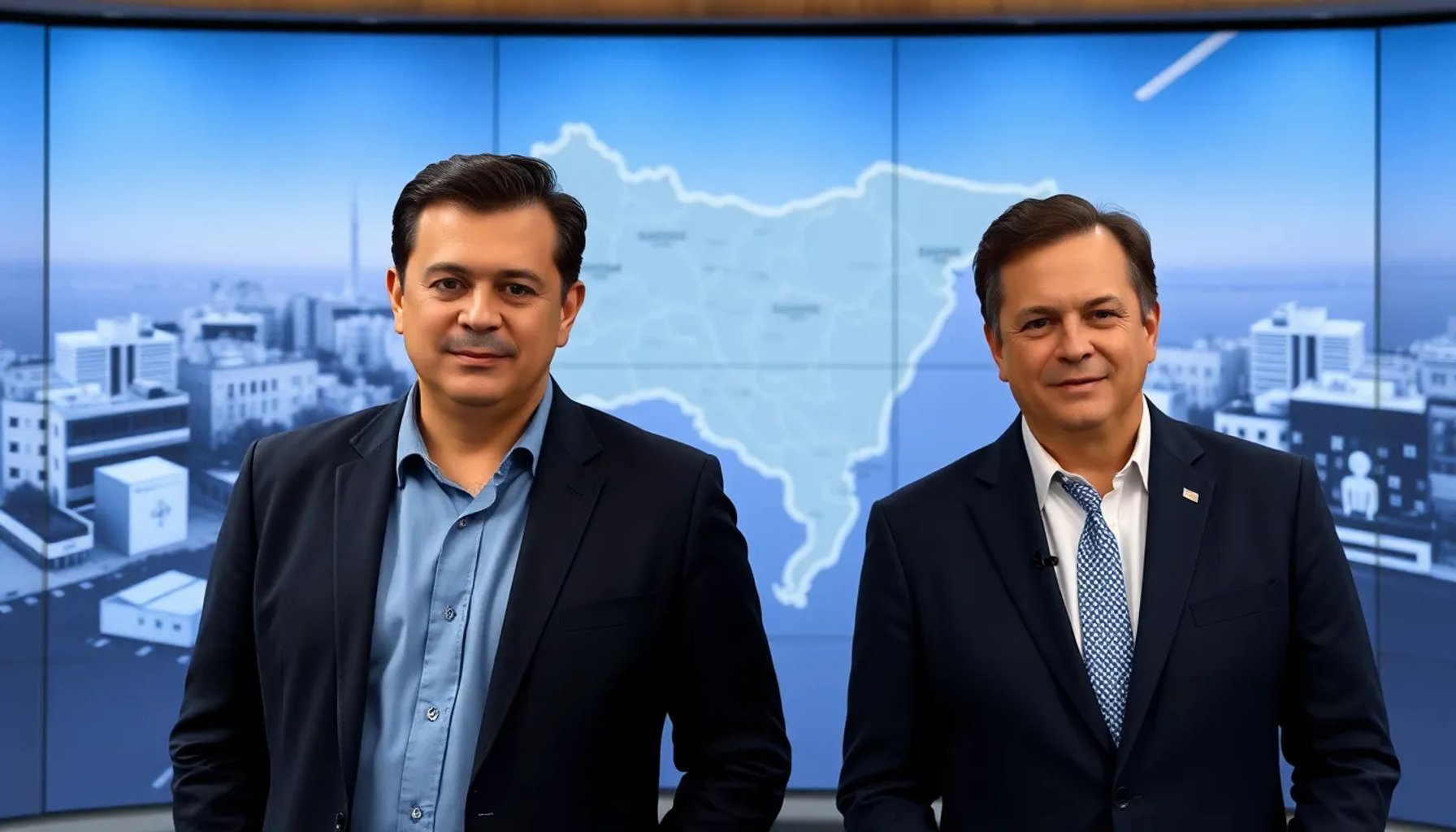 Pedro Sánchez y Alberto Núñez Feijóo frente a un mapa de Cataluña en una conferencia de prensa