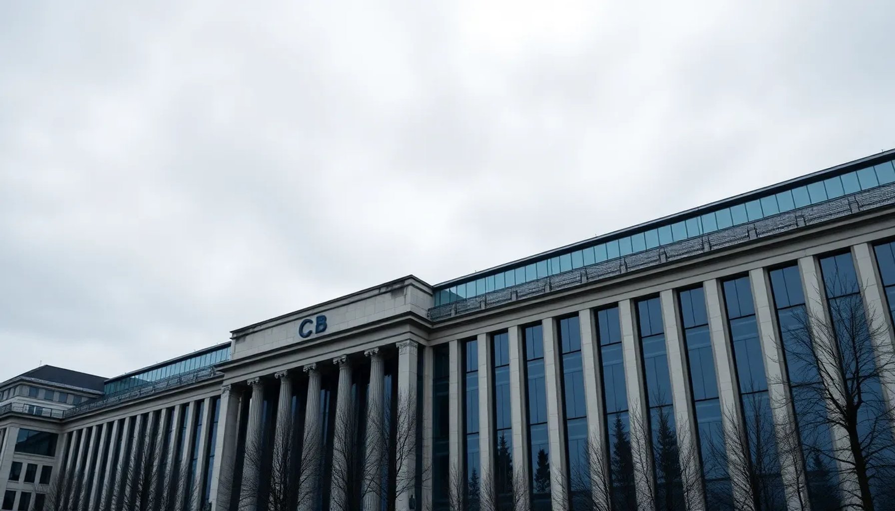 Imagen del edificio del Banco Central Europeo en Frankfurt bajo un cielo nublado, simbolizando la incertidumbre sobre los tipos de interés