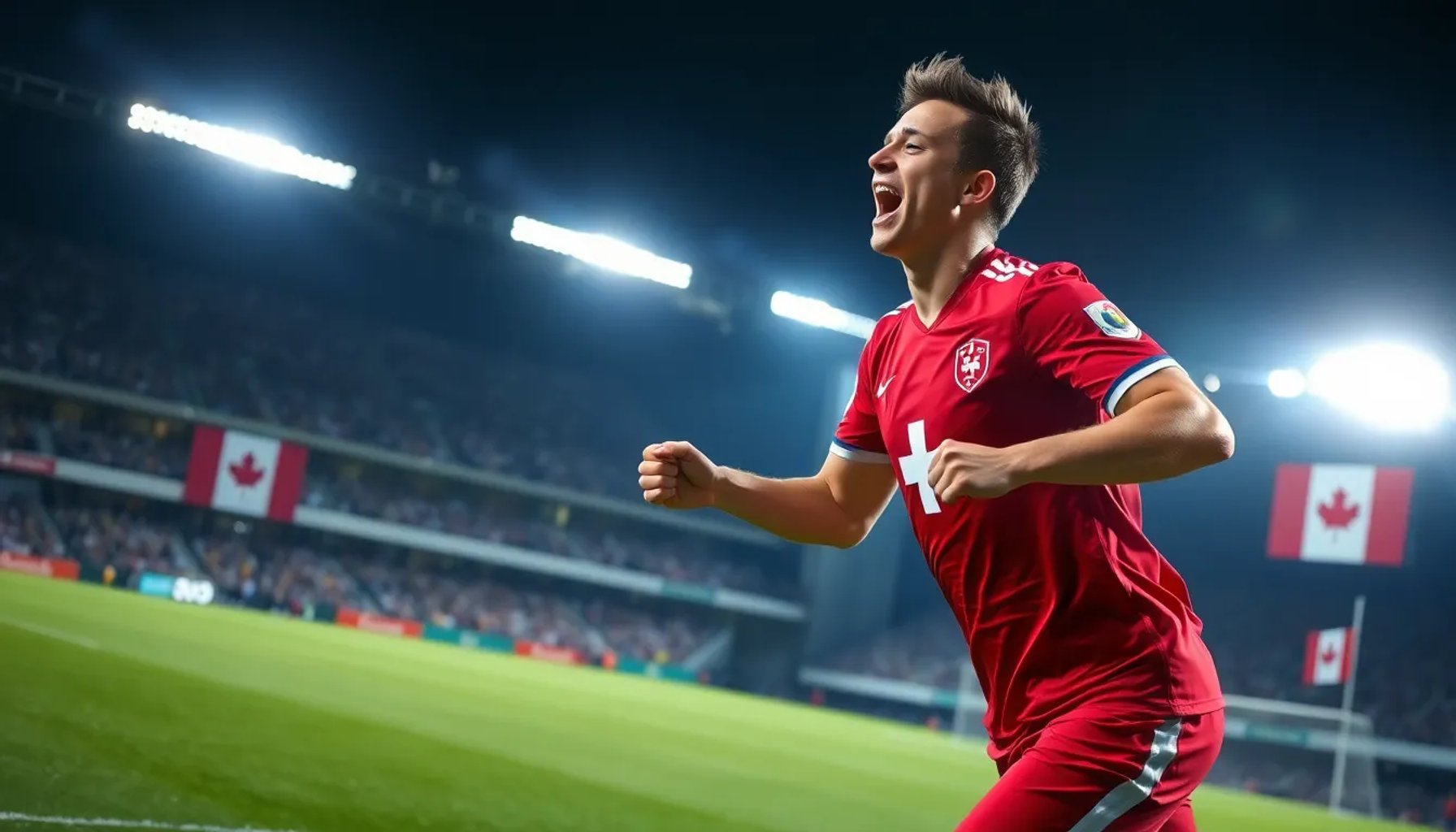 Johan Manzanbi celebra su gol mientras Suiza derrota a Canadá y lidera el Grupo B