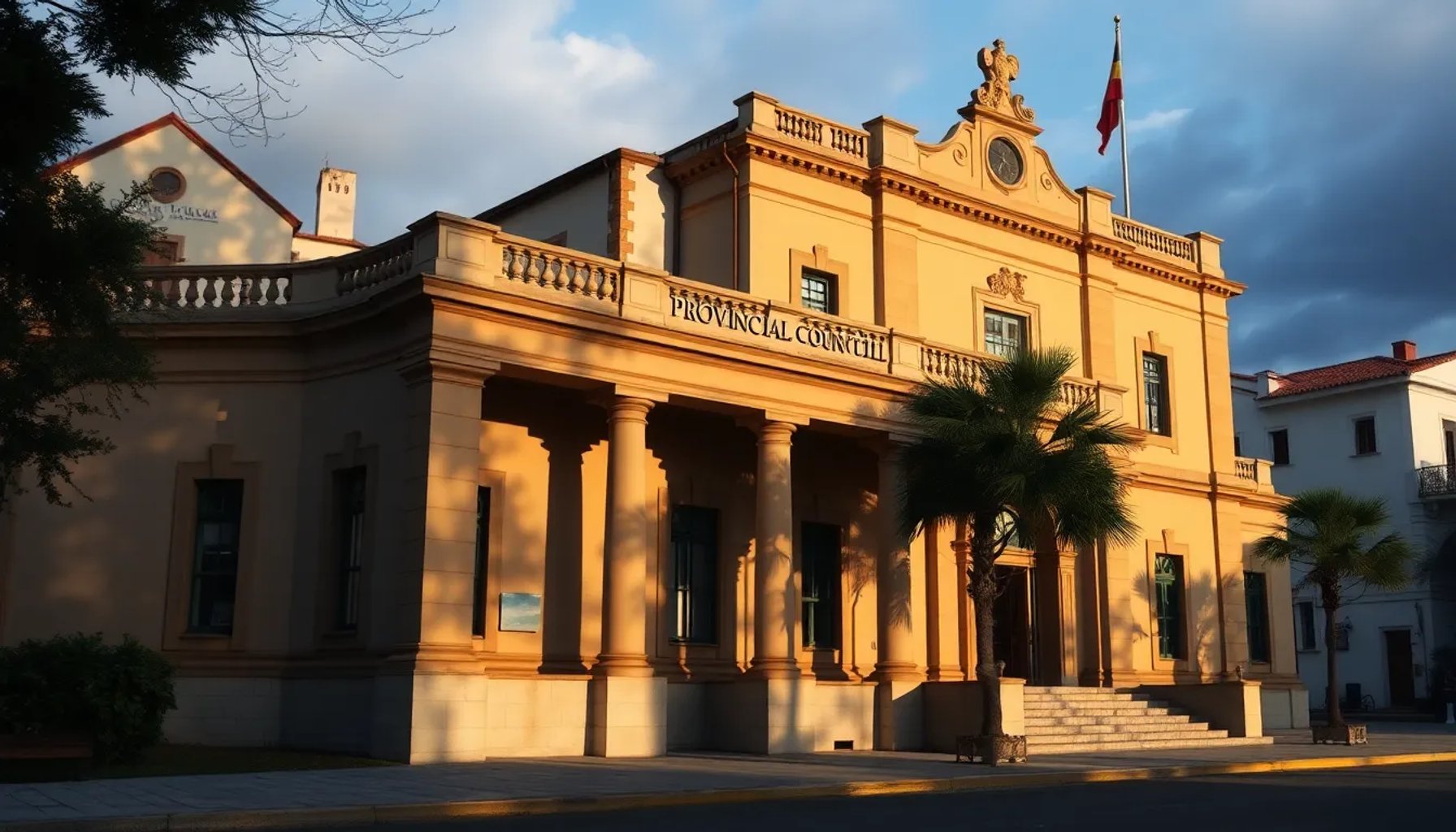 Imagen que muestra el edificio de la diputación provincial con sombras que simbolizan la investigación del caso David Sánchez