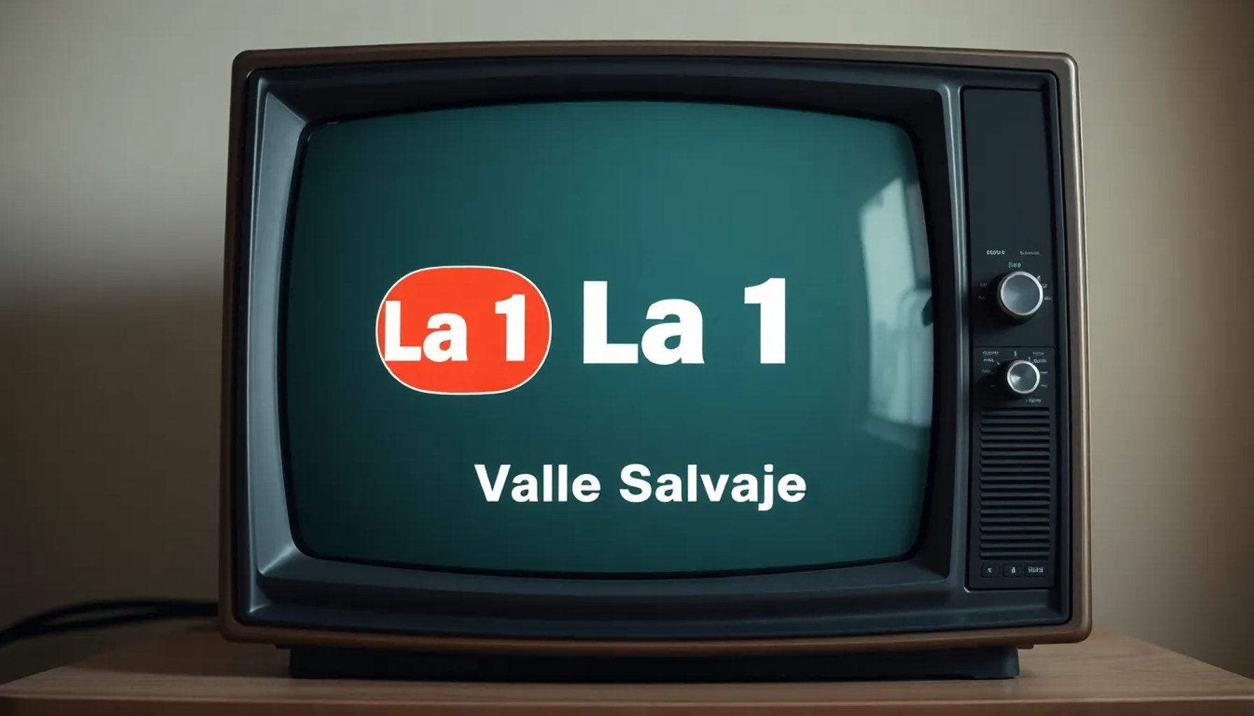 Pantalla de televisión mostrando el logo de La 1 y el título de la serie Valle Salvaje