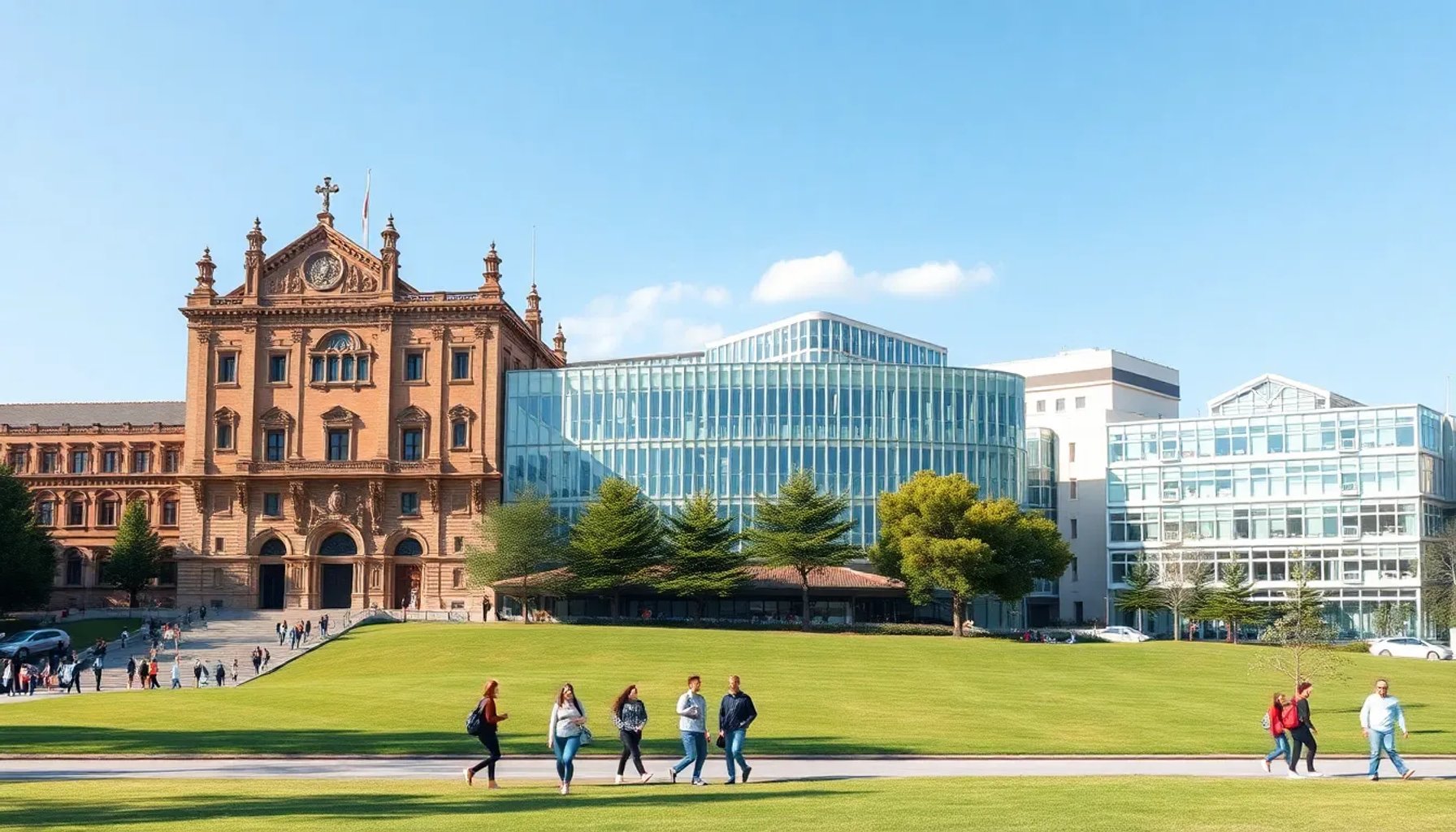 Imagen de los campus de la Universidad de Barcelona, la UAB y la UPC bajo un cielo azul